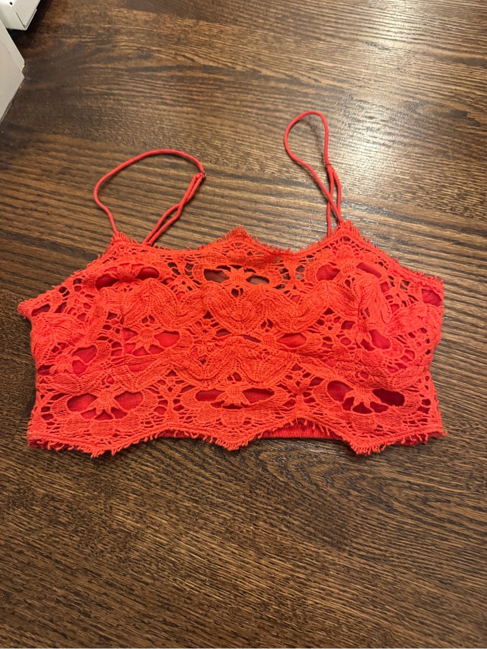 Free People Bright Red Crochet Lace Camisole